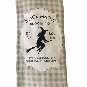 Halloween Witch Towels Kitchen Black Magic Broom